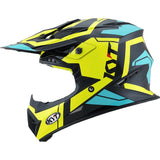 KYSJS0005 KYT JUMP SHOT #3 HELMET | BLACK-AQUA BLUE-YELLOW