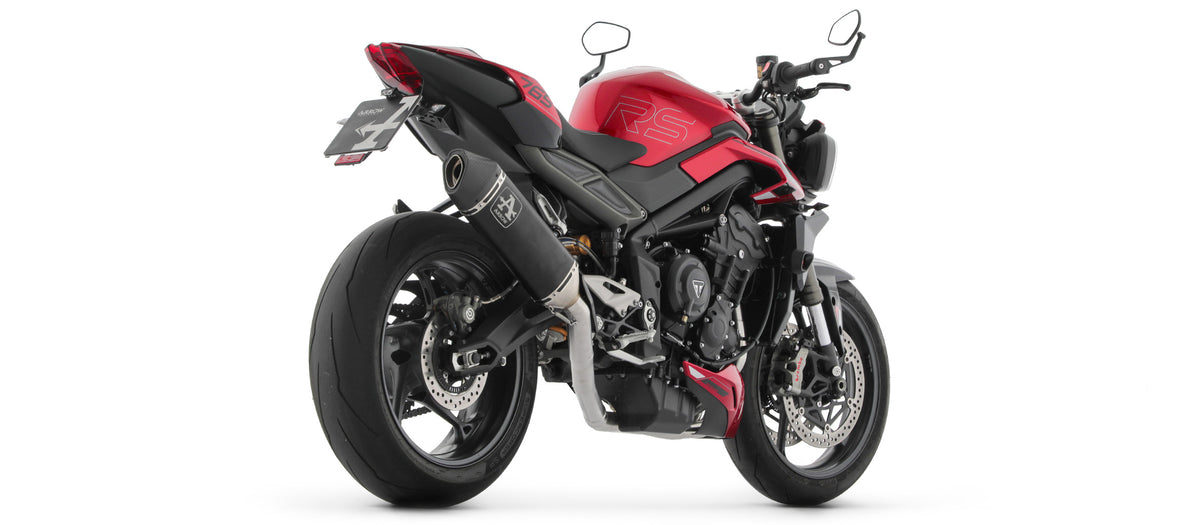 ARROW Full System - 71505VAN: Homologated 3:1 Stainless Steel Collectors Veloce Aluminium Dark Silencer with Carbon End Cap Triumph Street Triple 675 RS
