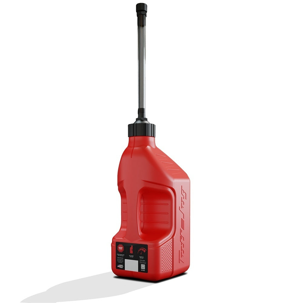 Gen 3 - 2.5G/10L Red Tuff Jug with Black Standard Cap & Auto-Stop Spout w/ View Strip