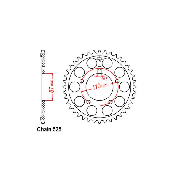 REAR SPROCKET - STEEL 48T 525P - 32-33C-48