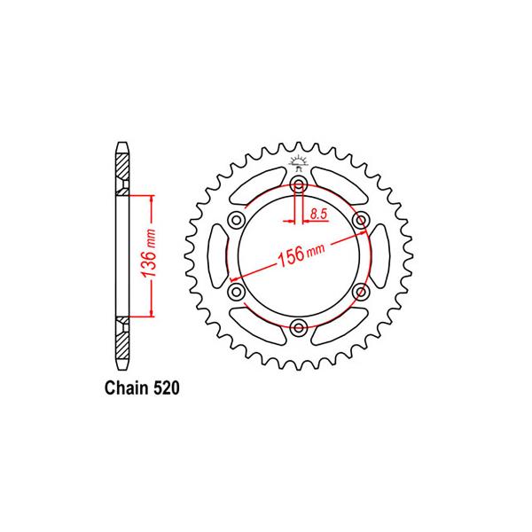 Rear Sprocket - Steel 53T 520P