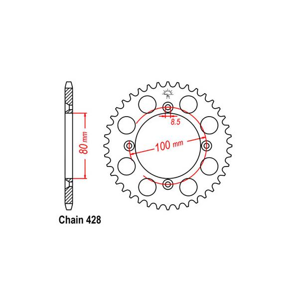 REAR SPROCKET - STEEL 49T 428P - 32-KN4-49