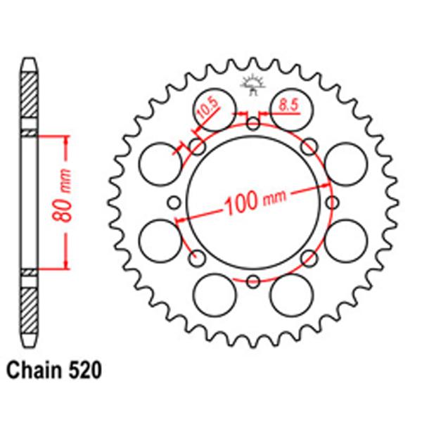 REAR SPROCKET - STEEL 41T 520P D/D - 32-113-41