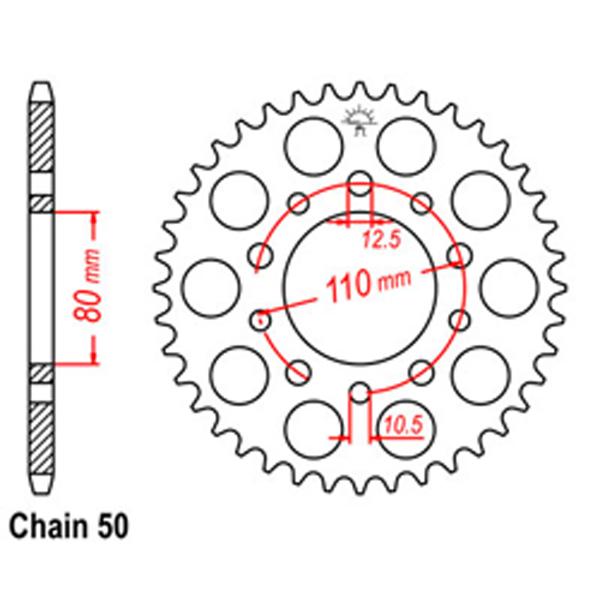 Rear Sprocket - Steel 40T 530P D/D