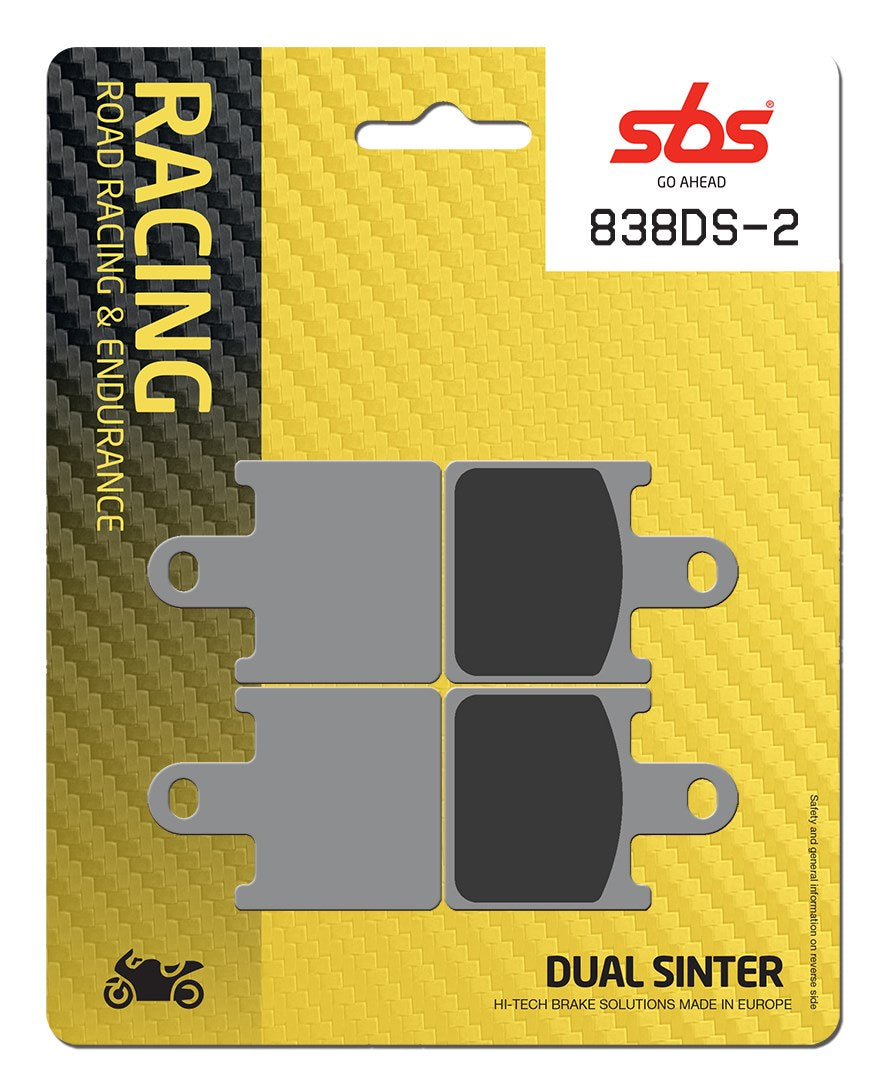 SBS FRICTION - Dual Sinter Front Racing Brake Pads - Moto2, 3 & WSBK SPEC - 838DS2-