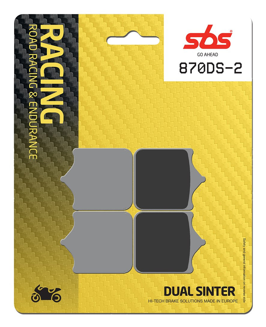 SBS FRICTION - Dual Sinter Front Racing Brake Pads - Moto2, 3 & WSBK SPEC - 870DS2-