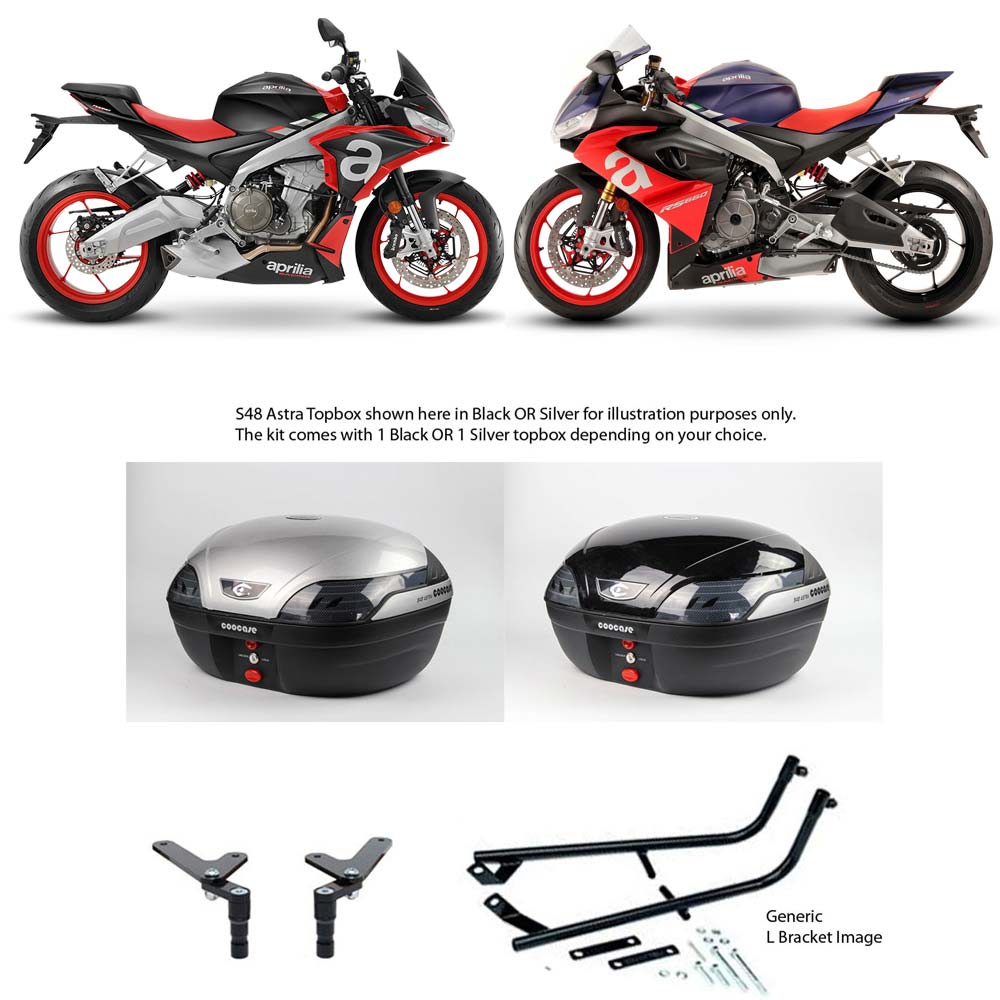 S48 Astra Silver Topbox Kit TUONO 660 & RS 660 20-25 - A019S48BPSIL