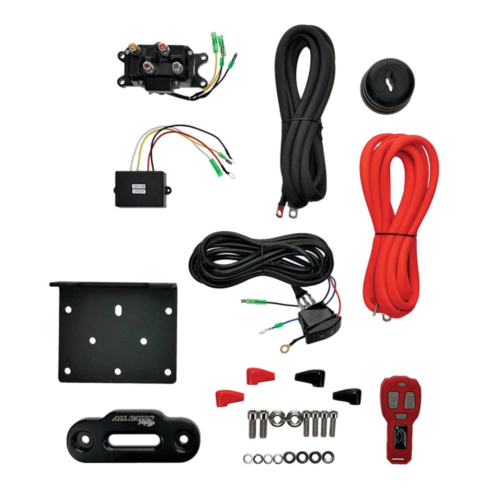 ALL BALLS 4 BOLT WINCH 6000LB with 33FT SYNTHETIC ROPE