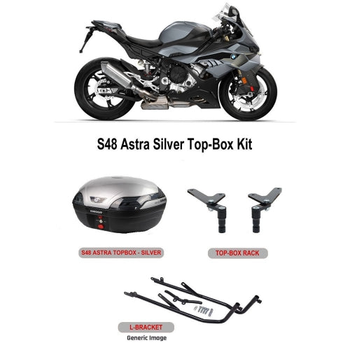 S48 Astra Silver Topbox Kit M1000RR, S1000RR 23-25 & M1000R, S1000R 25- - B053S48BPSIL