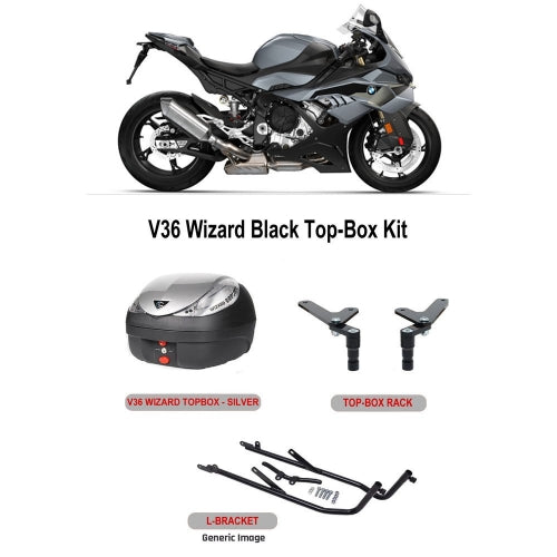 V36 Wizard Silver Topbox Kit M1000RR, S1000RR 23-25 & M1000R, S1000R 25- - B053V36BPSIL