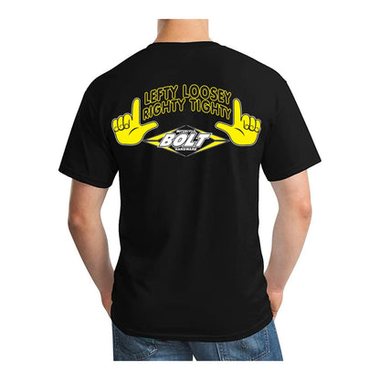 Bolt Lefty Loosey Righty Tighty T-Shirt - Black (L)