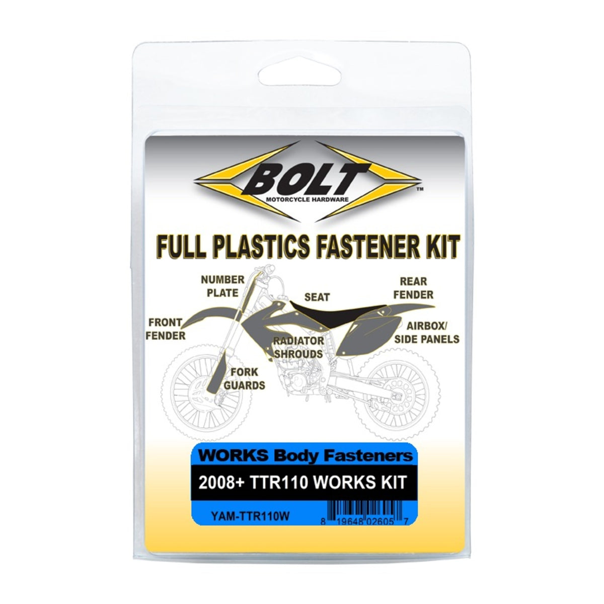 Bolt Body Work Fastener Kit Yamaha TTR110 '08-Current (Works Kit)