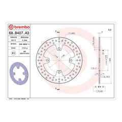 Brembo Prime Brake Disc Serie Oro Rear 68B407A3