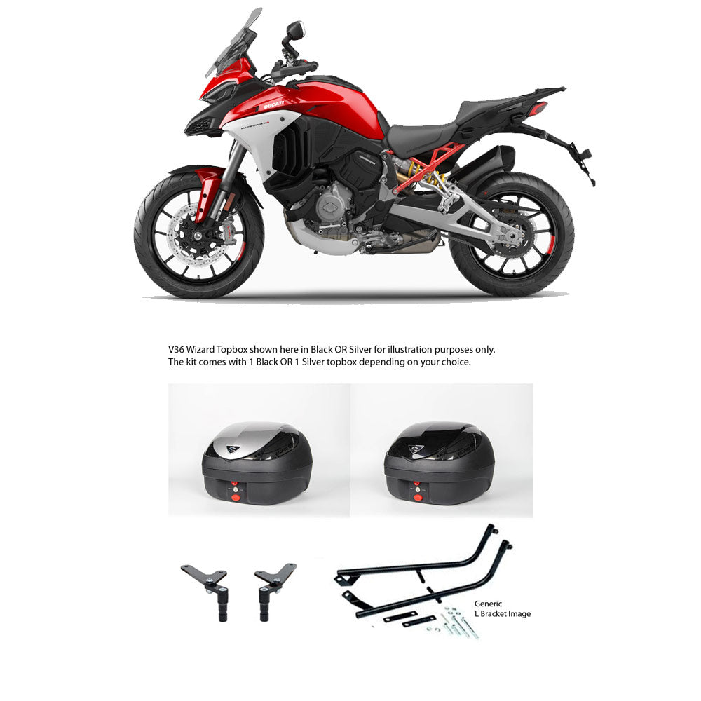 V36 Wizard Silver Topbox Kit 1160 MULTISTRADA (V4), S & S SPORTS 21-24 - D057V36BPSIL