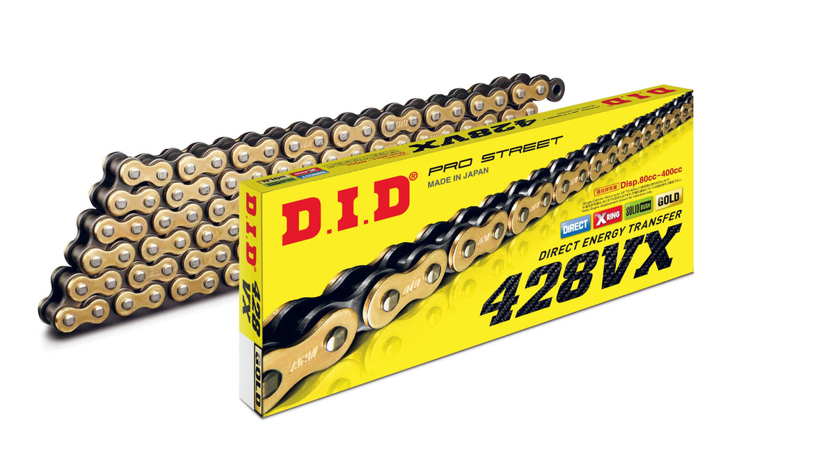 D.I.D Drive Chains - 428VX-136 GB FB Pro-Street X-Ring - Gold & Black