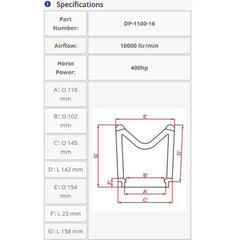 DNA FILTERS DOUBLE CONE 110mm INLET 158mm LENGTH - DP-1100-16