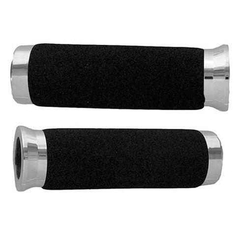 EMGO FOAM DLX GRIPS W/CHR ENDS 7/8 X 140MM