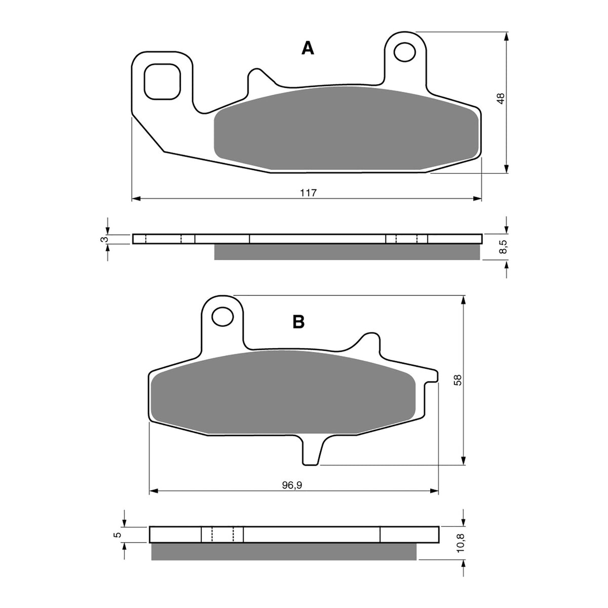 GOLDfren Brake Pads Sintered Sports GF036 - S3 (PH67)