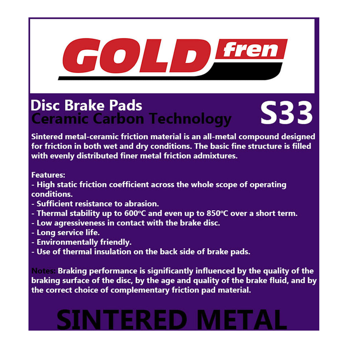 GOLDfren Brake Pads GF214 - S33