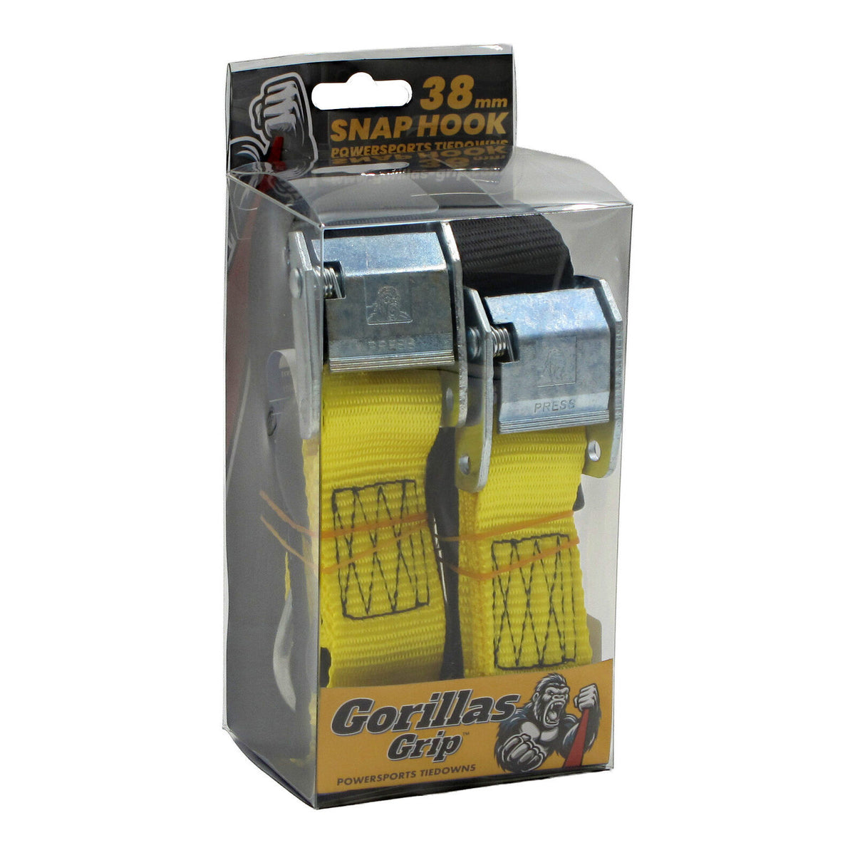 Gorillas Grip Tie Down 38mm S-Hook - Black / Yellow Loop
