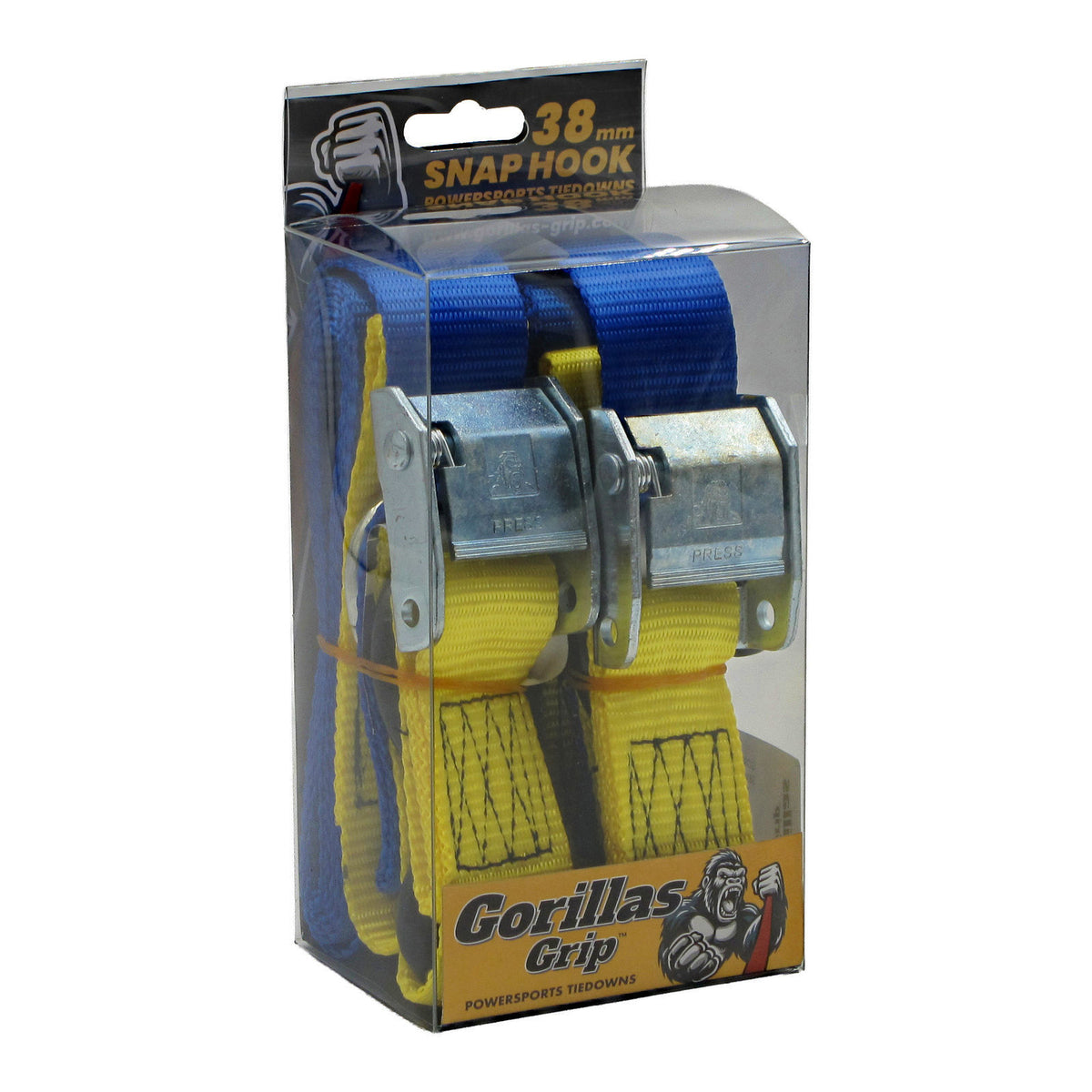 Gorillas Grip Tie Down 38mm S-Hook - Blue / Yellow Loop