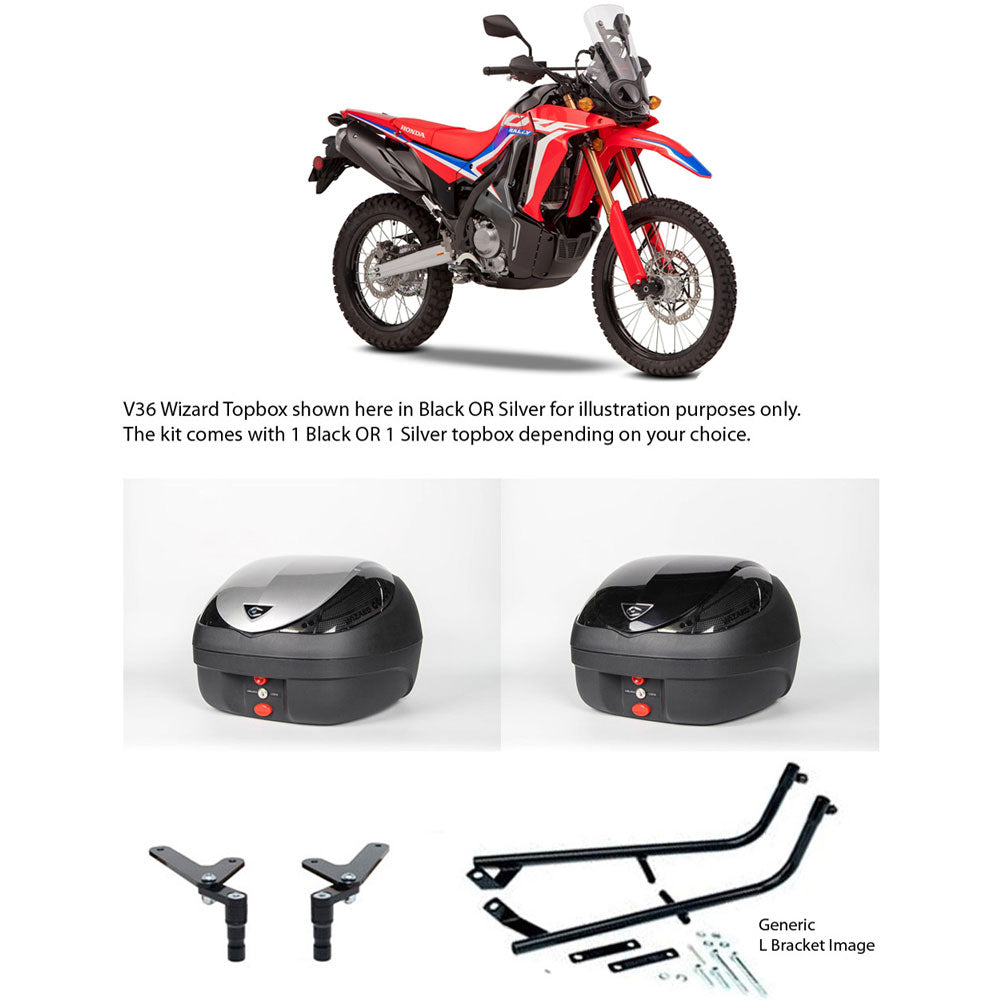 V36 Wizard Black Topbox Kit CRF 300 L & RALLY 21-25 - H173V36BPBLK