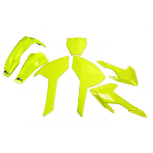 UFO Husky TC/FC 125-250-350-450 16-18 Plastics Kit (Fluo YEL) No TC250 2016 (Will Become Hukit616Fedflu)