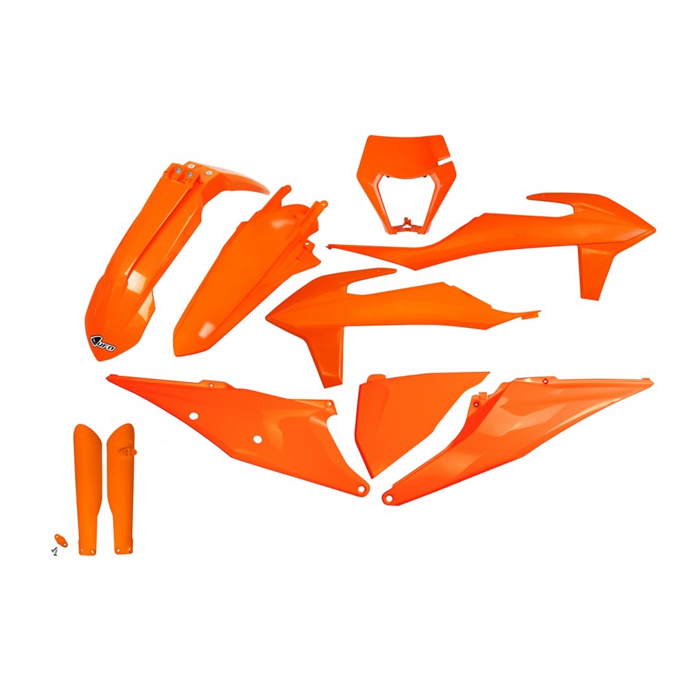 UFO KTM EXC 20-23 Full Plastics Kits with Headlight Shroud (Org) (WAS Ktkit527E127)