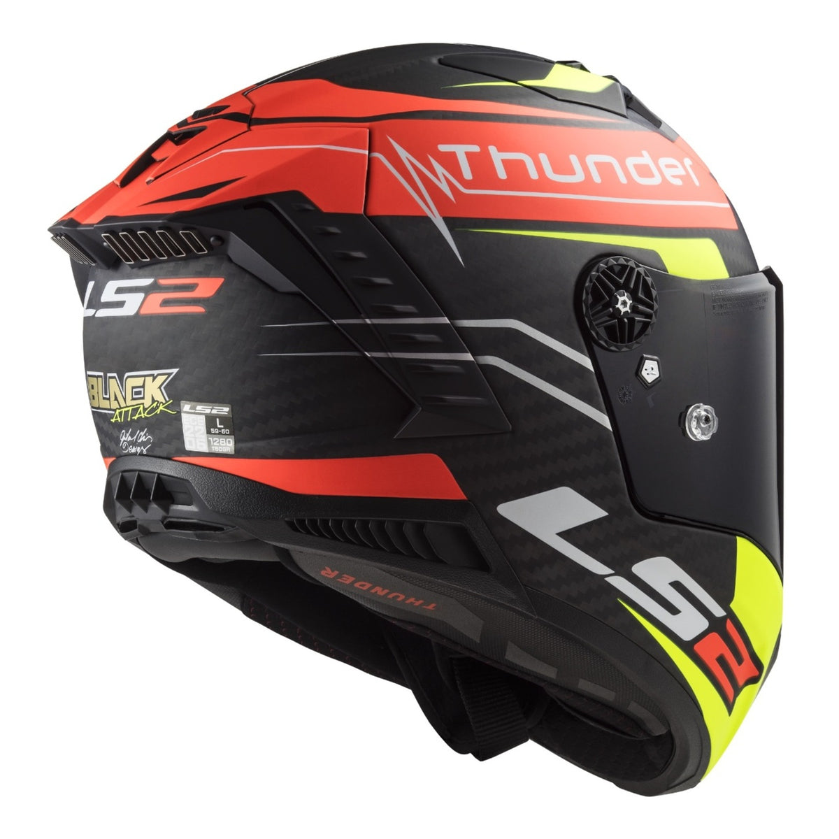 LS2 FF805C Thunder Carbon Attack - Matte Red / Hi-Vis Yellow 06