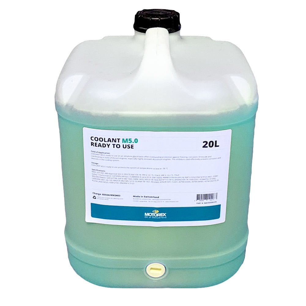 Motorex Coolant M5.0 Ready to Use - 20 Litre (GREEN/BLUE)