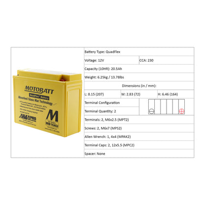 Motobatt Battery Quadflex AGM - MB16AU