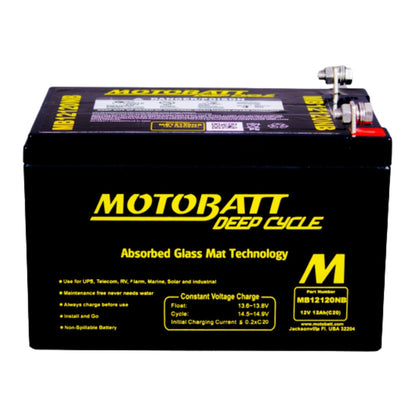 MB12120NB Motobatt Deep Cycle AGM 12ah/C10