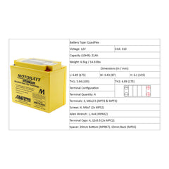 Motobatt Battery Quadflex AGM - MBTX20U