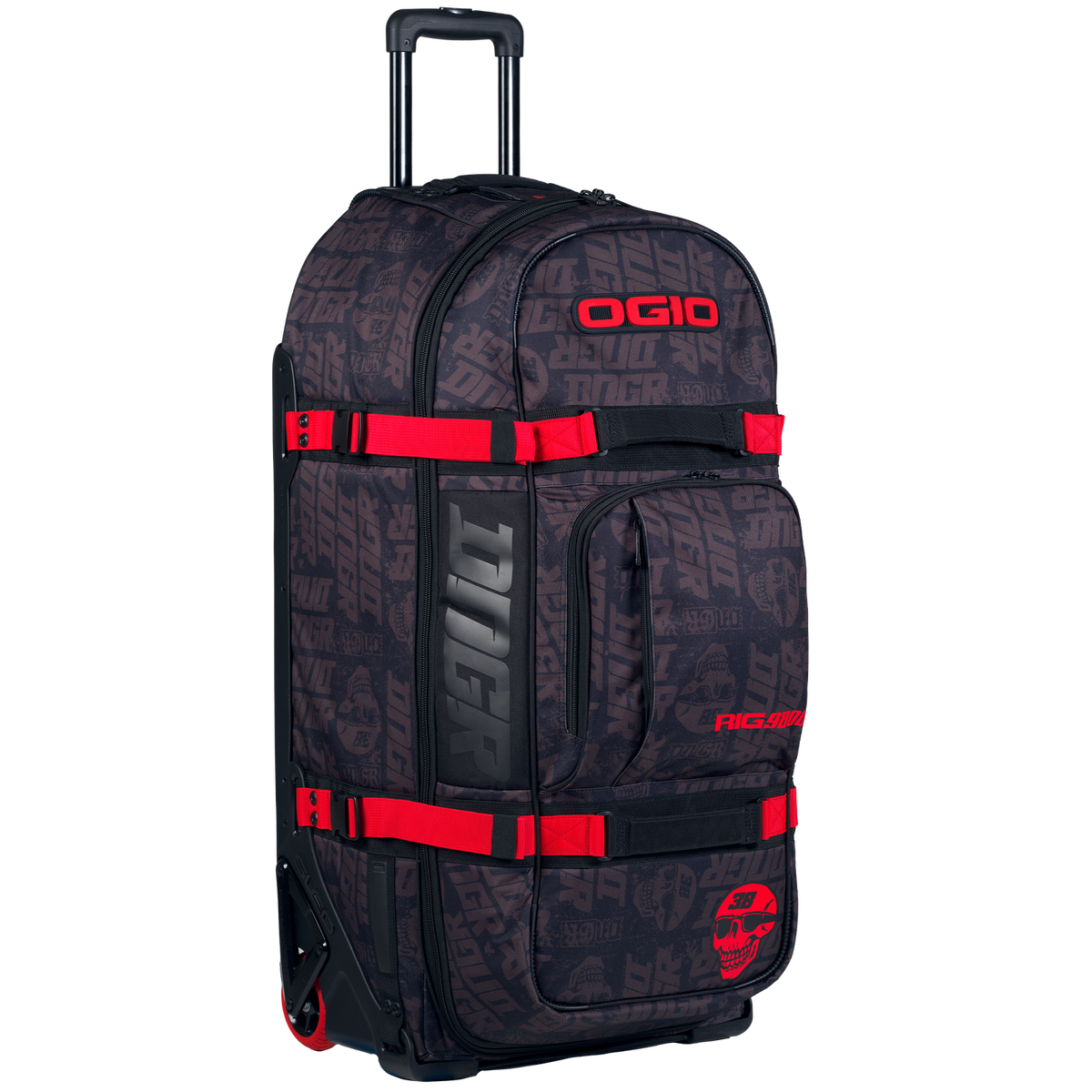 OGIO GEAR BAG - RIG 9800 (WHEELED) DNGR FLAT BLK/RED (2)