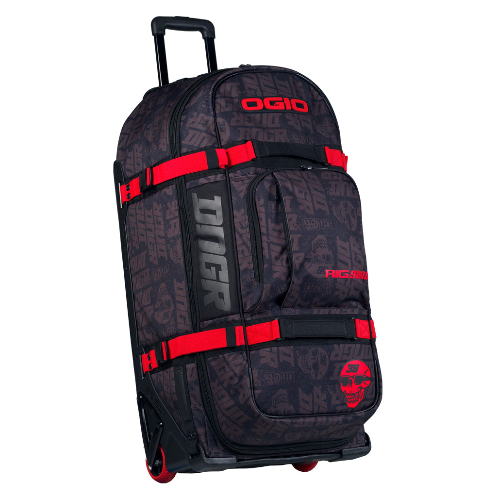 OGIO GEAR BAG - RIG 9800 (WHEELED) DNGR FLAT BLK/RED (2)