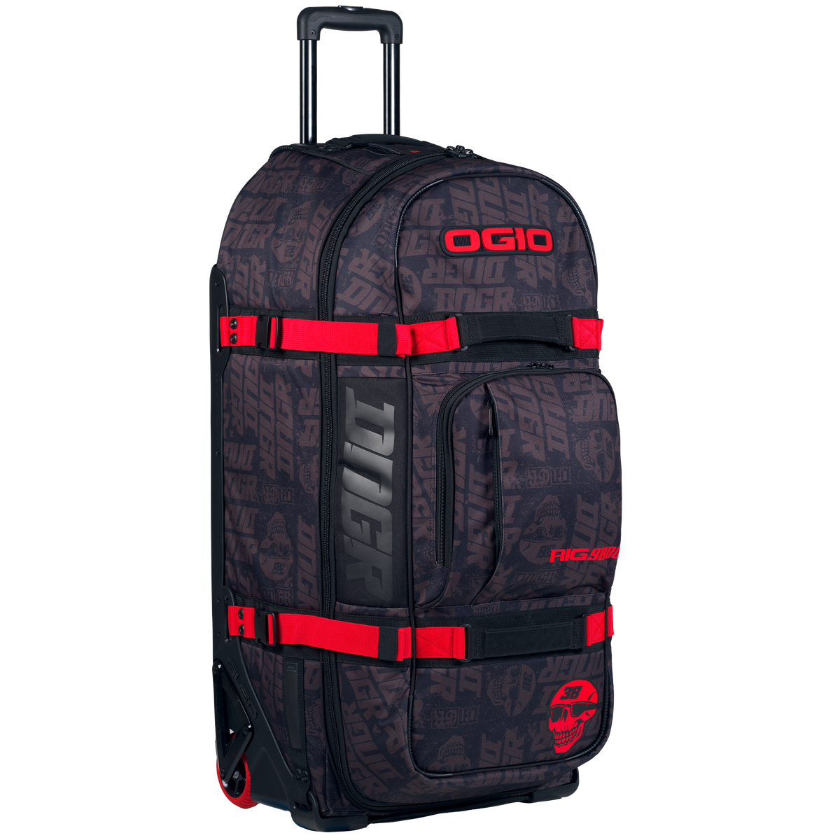 OGIO GEAR BAG - RIG 9800 (WHEELED) DNGR FLAT BLK/RED (2)