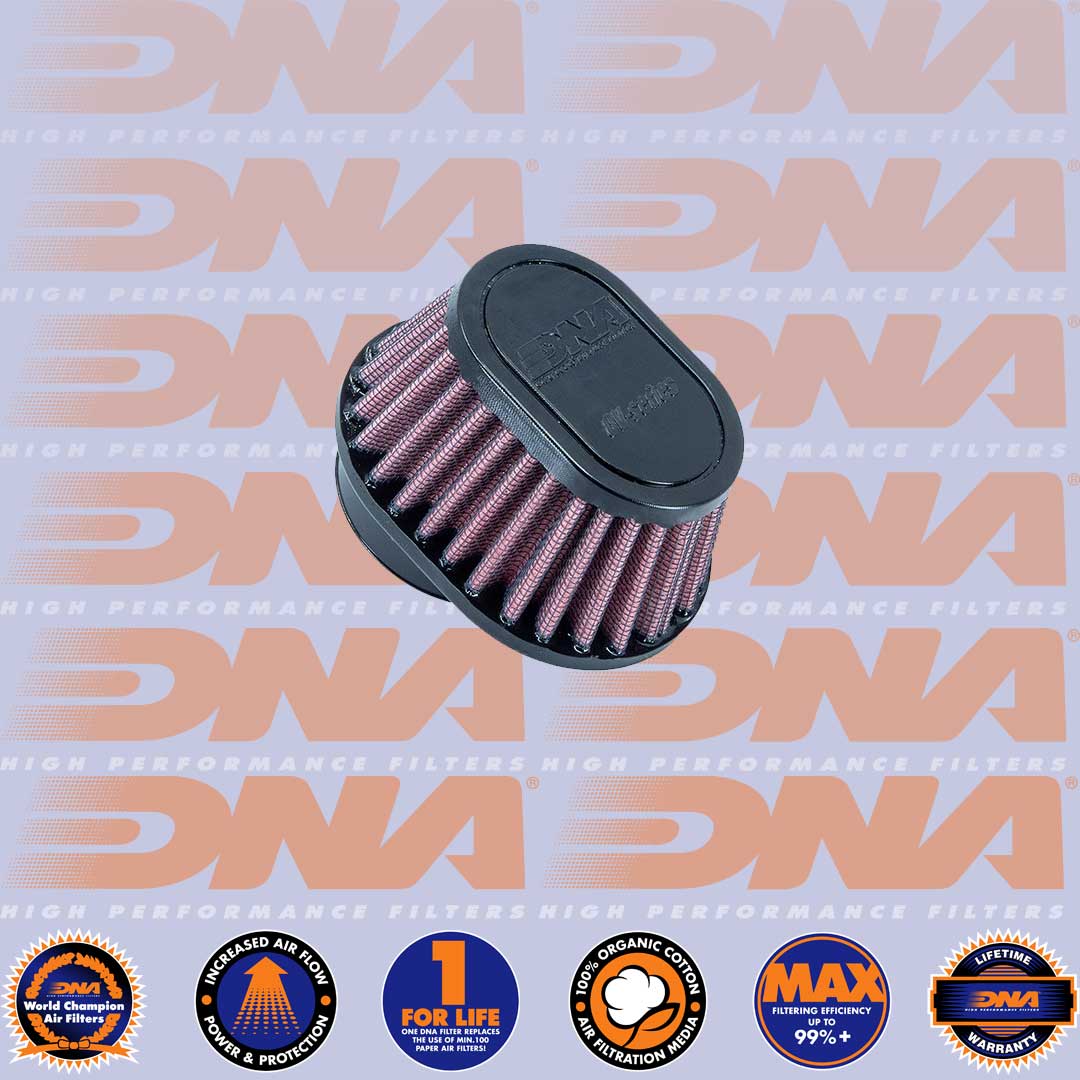 DNA FILTERS RUBBER TOP OVAL CLAMP ON 51mm INLET 50mm LENGTH AIR FILTER - OV-5100-SHORT