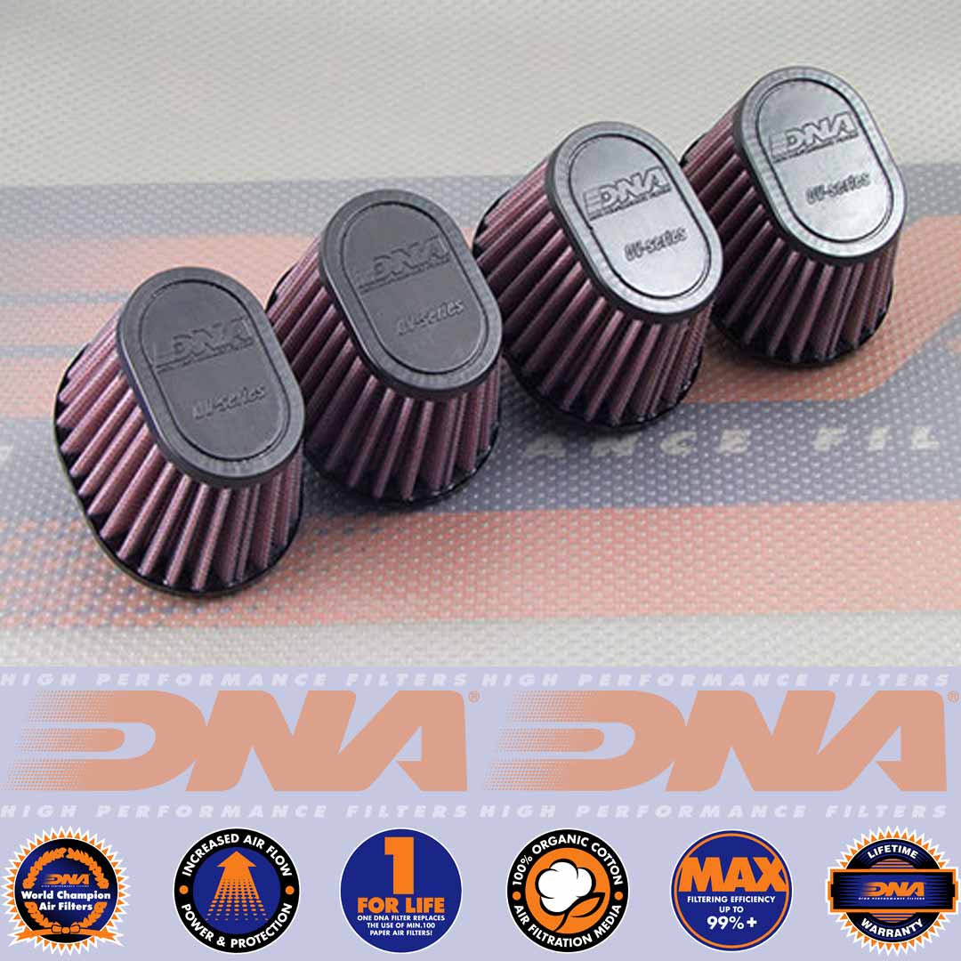 DNA FILTERS RUBBER TOP OVAL CLAMP ON 54mm INLET 68mm LENGTH AIR FILTER x 4 - OV-5404