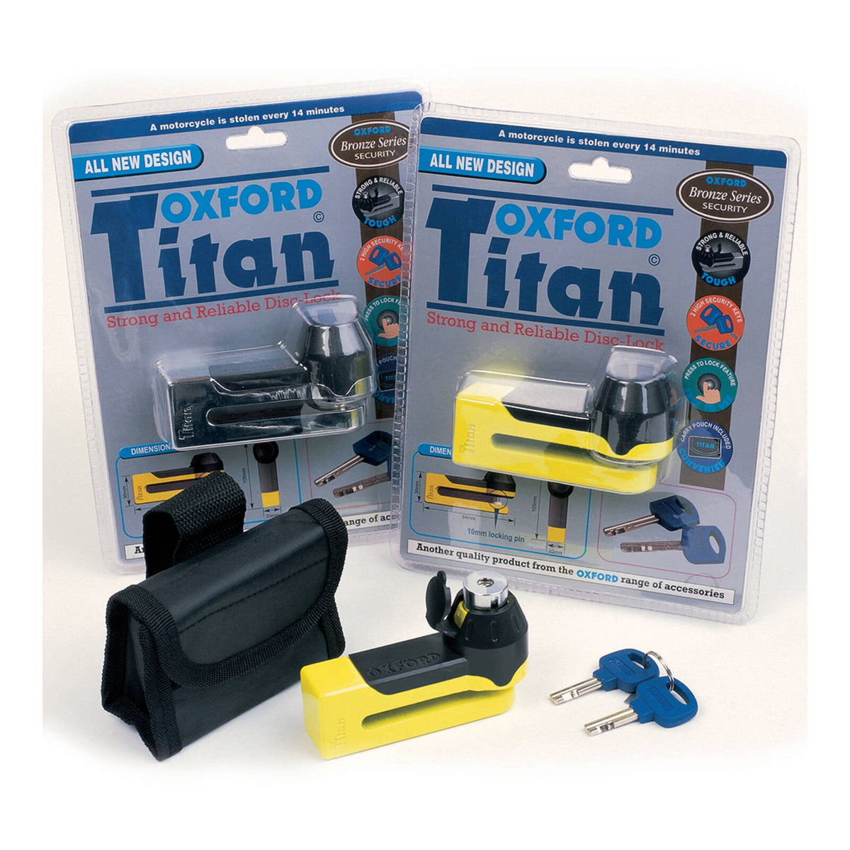 Oxford Titan 10mm Pin Disc Lock - Black, includes pouch