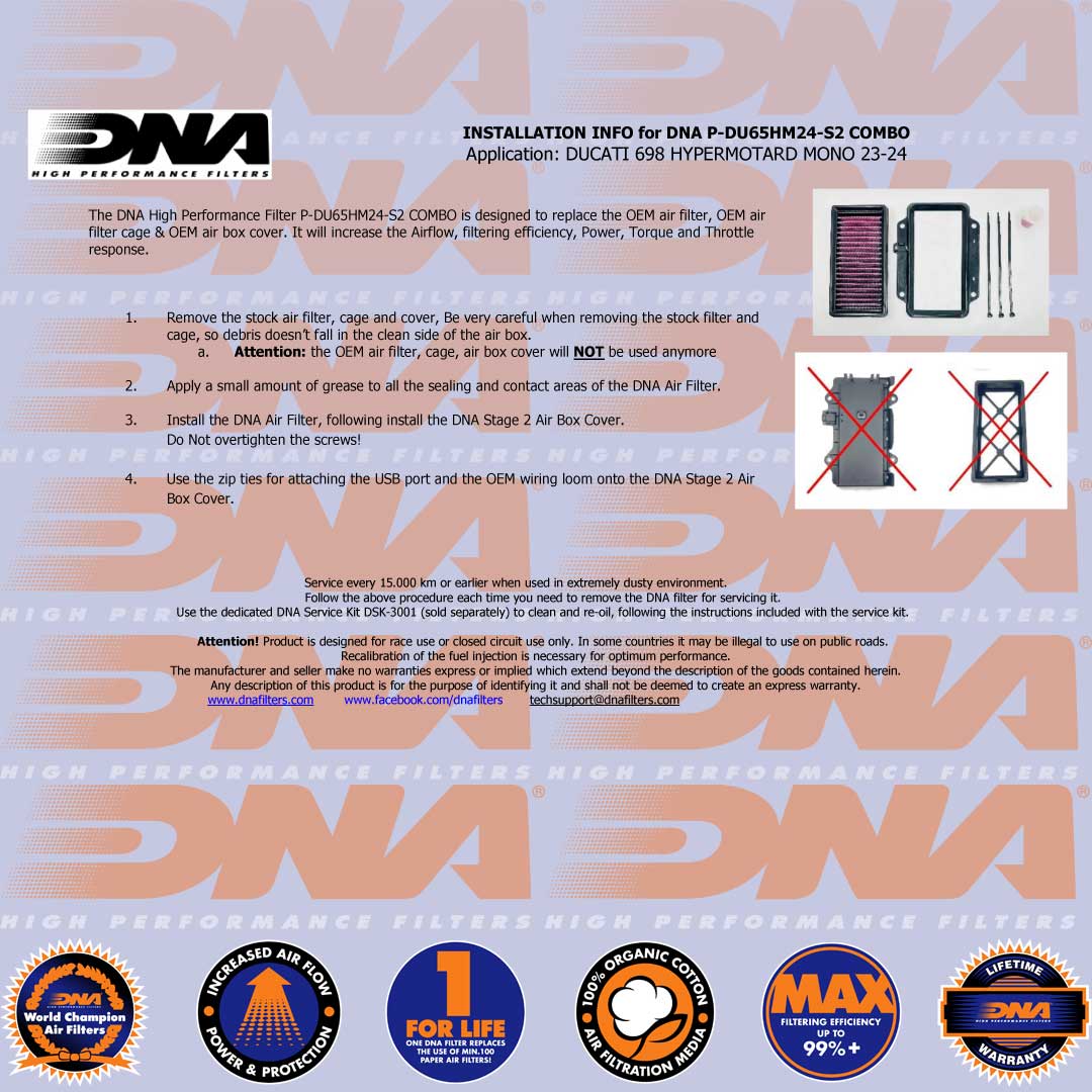 698 HYPERMOTARD MONO 24-25 - DNA AIR FILTER & S2 AIR BOX COVER - P-DU65HM24-S2-COMBO