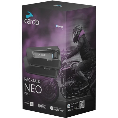 Cardo Packtalk Neo Duo Motorcycle Mesh Intercom - Twin Pack, JBL