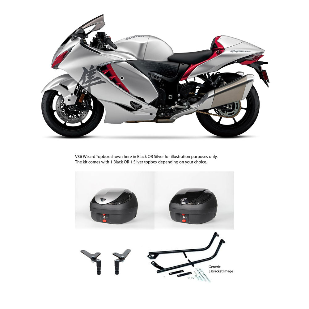 V36 Wizard Silver Topbox Kit GSX 1300 R (HAYABUSA) 21-25 - S137V36BPSIL