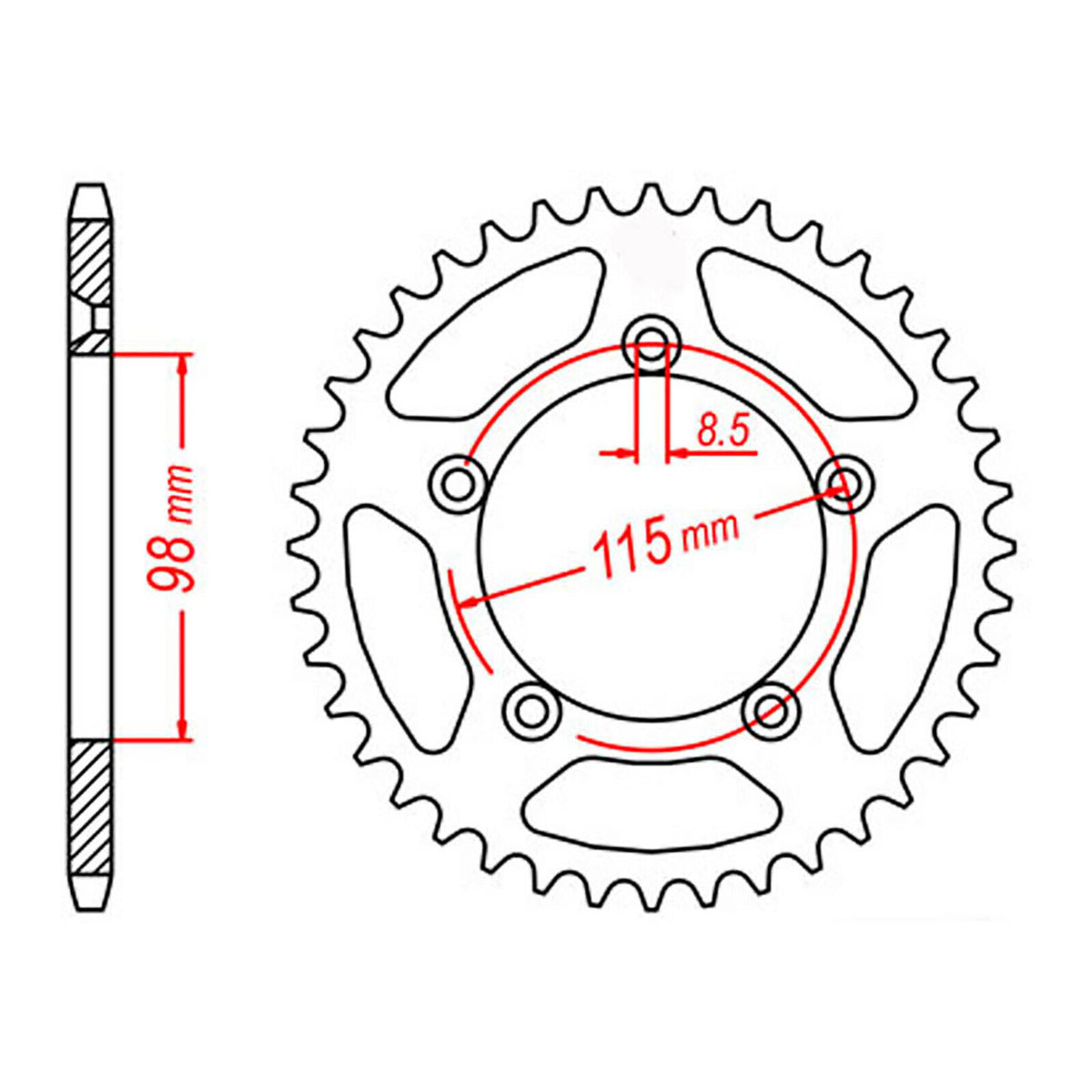 Rear Sprocket MTX Zero Alloy MX 894 46T #420 11A-KMX-46BLK