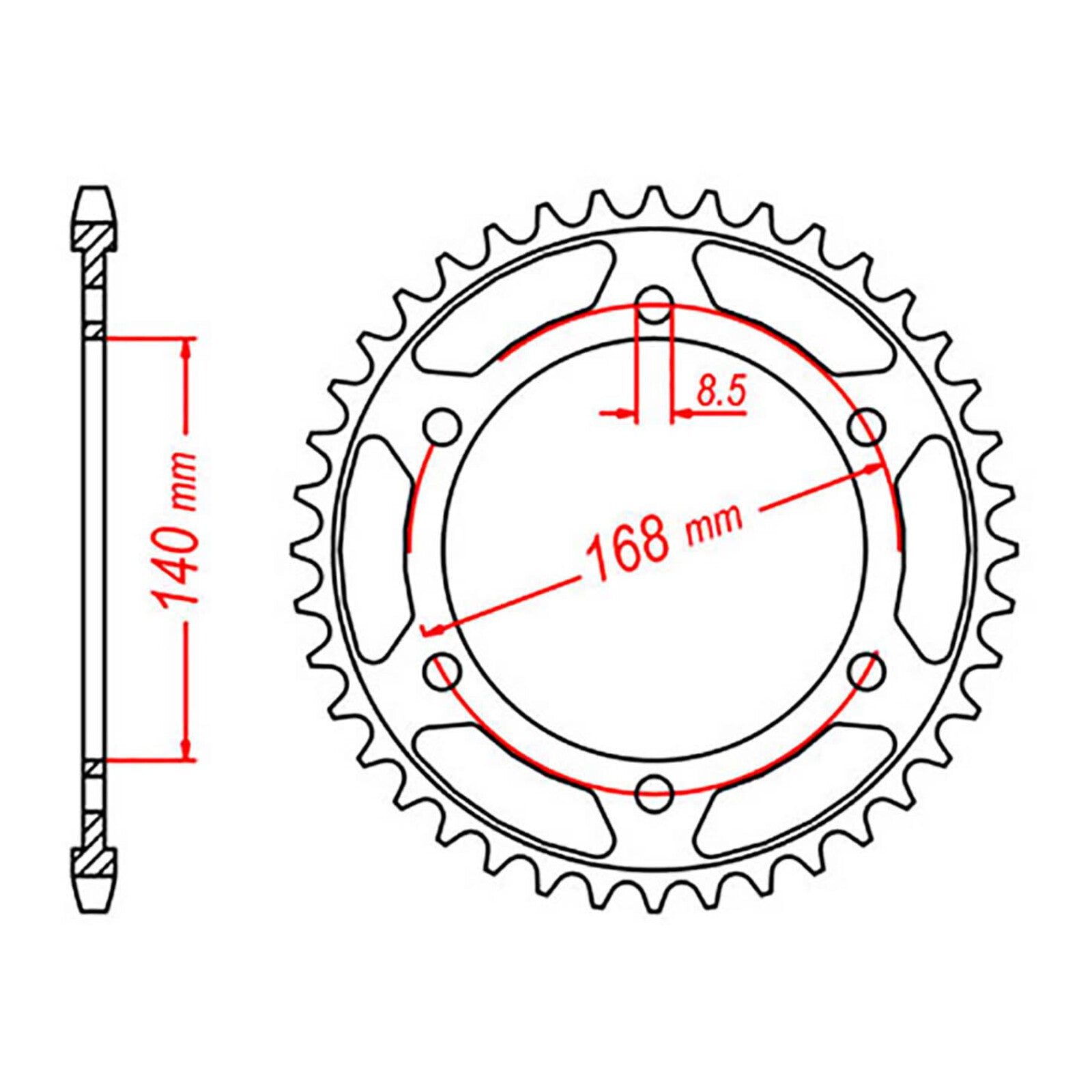 MTX 006 Steel Rear Sprocket #525 (11-006) (8.5mm)