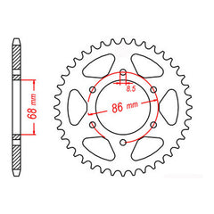 65SX 04-16,Front: KT4-14,Rear: KMX-50 ALLOY BLACK,Chain: 420SH GOLD