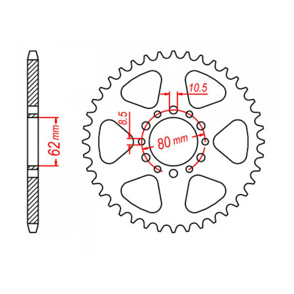 MTX 845 Steel Rear Sprocket #520 (11-37F)