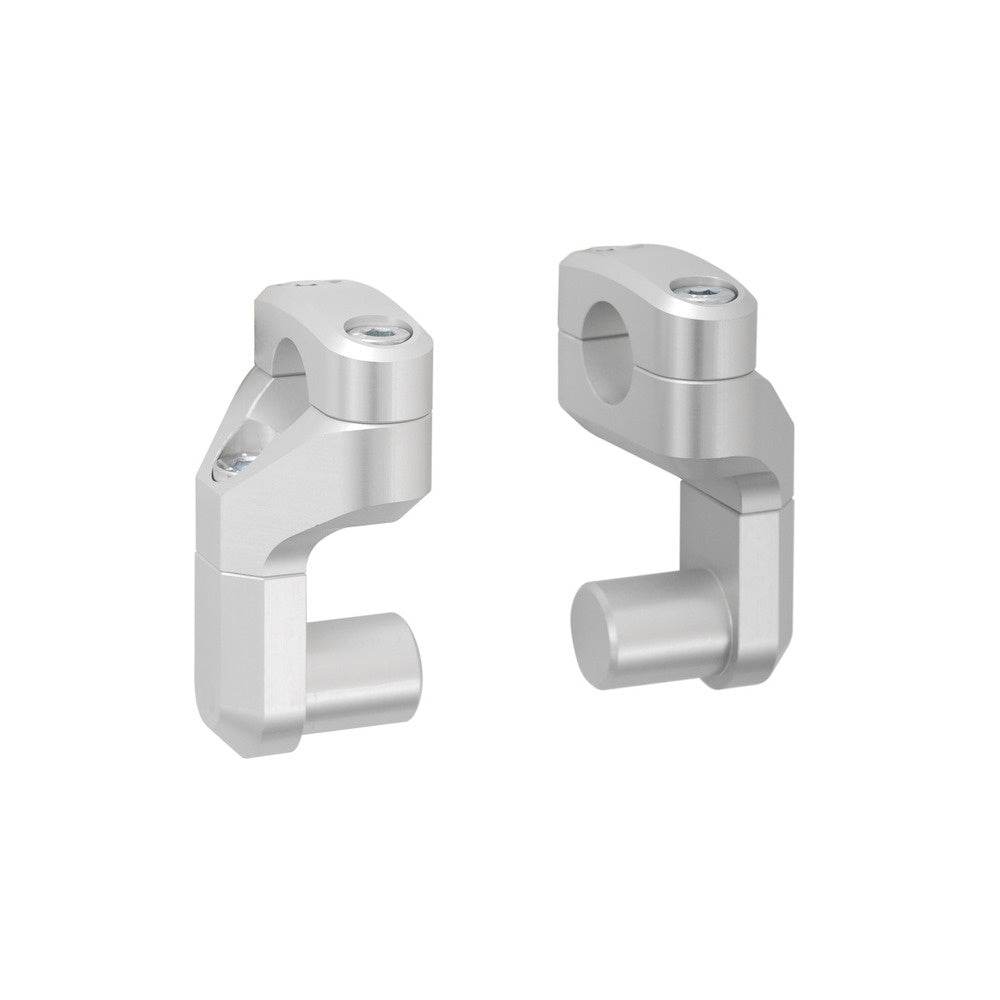 Vario bar back for diam 28 mm handlebar. Up/back variable. Silver. (LEH.00.039.171/S)