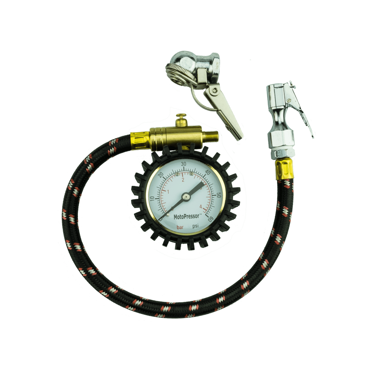 MOTOPRESSOR INLINE TYRE GAUGE WITH 2 CHUCKS