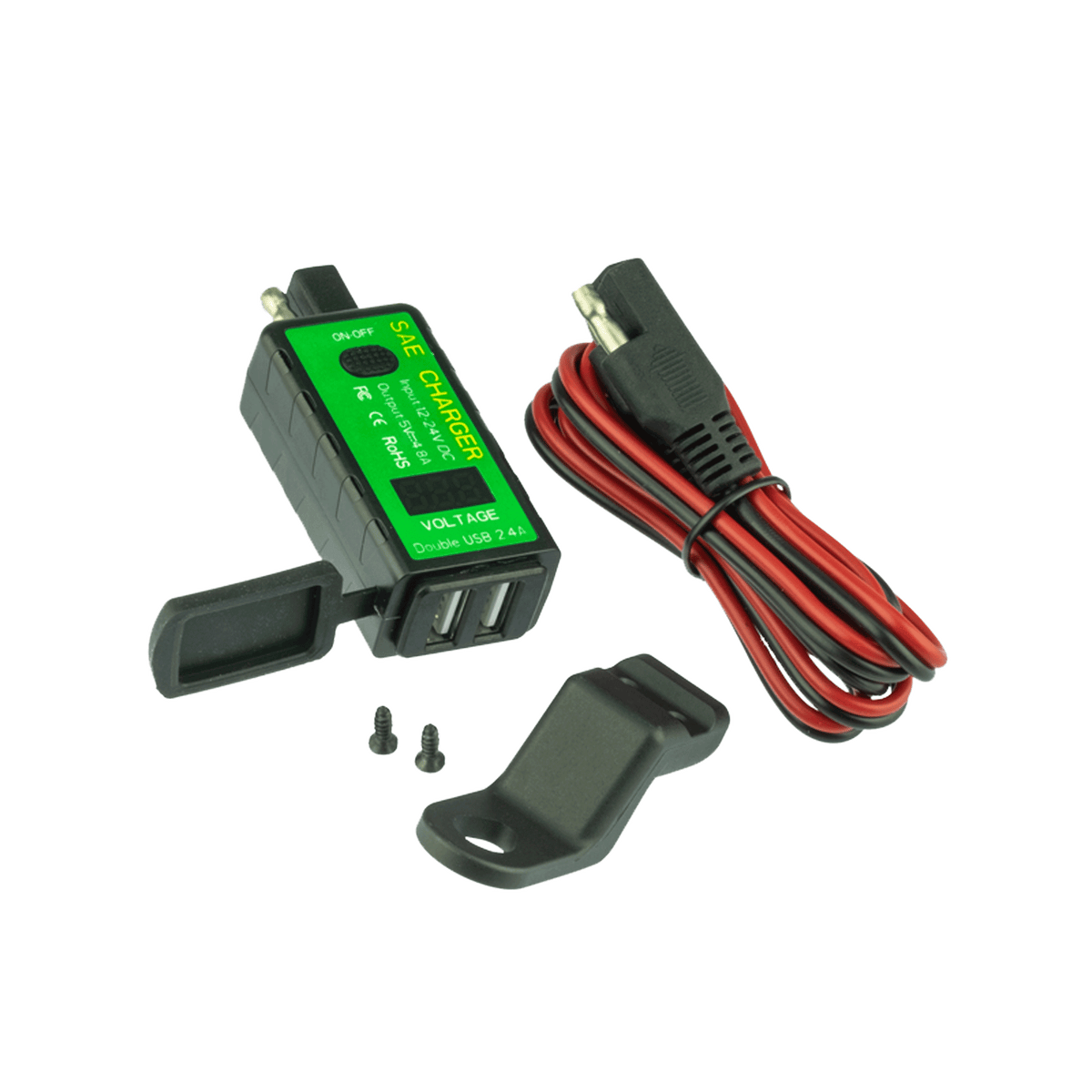MOTOPLUG SAE TO 2 USB WITH VOLTMETER