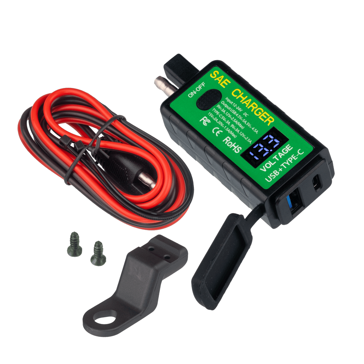 SAE TO USB OR C PORT ADAPTER AND VOLTMETER